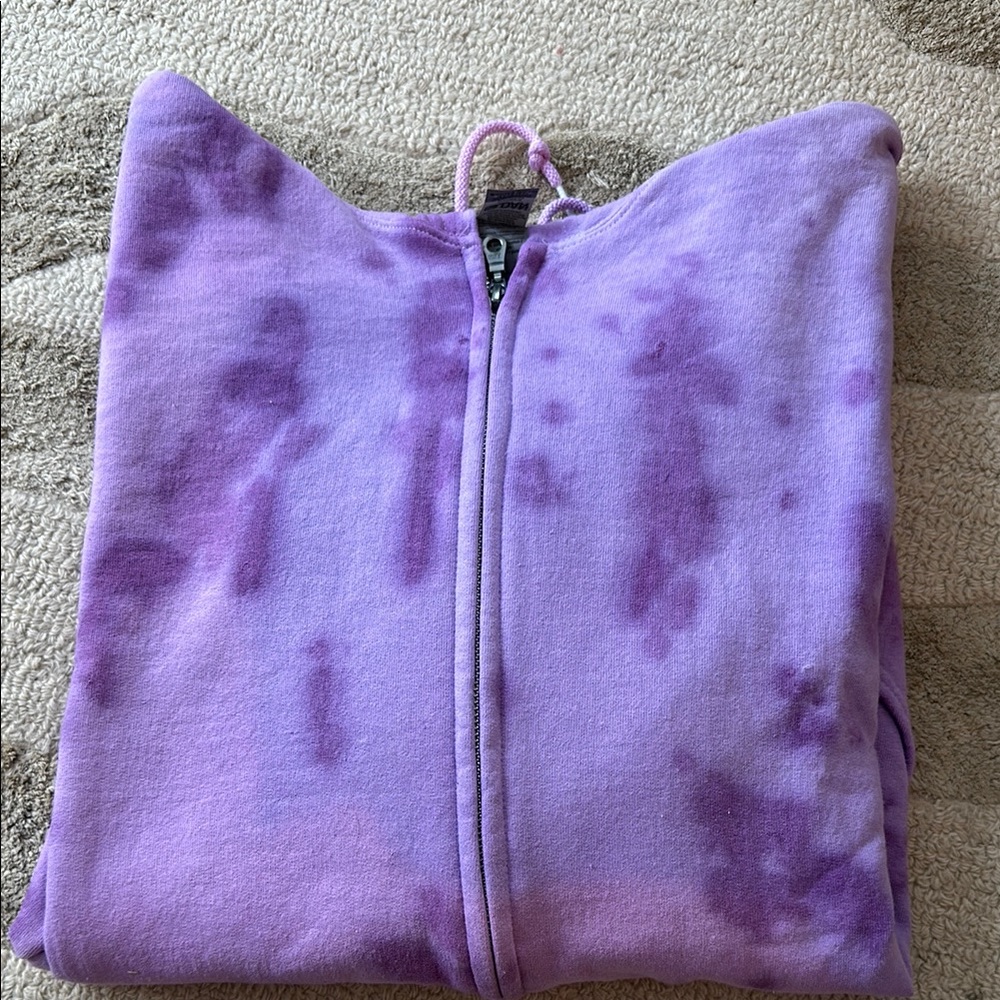 Purple Tie-Dye Hoodie Full Zipper Front
